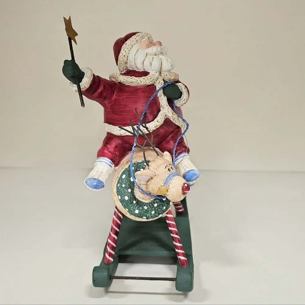 Vintage Festive Santa on Rudolph the Rocking Reindeer